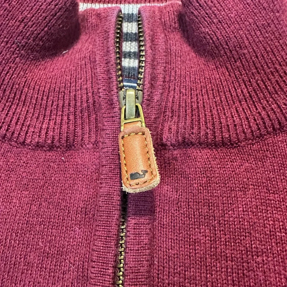Vineyard Vines‎ Quarter Zip Sweater Mens Medium Burgundy Preppy Cotton Pullover